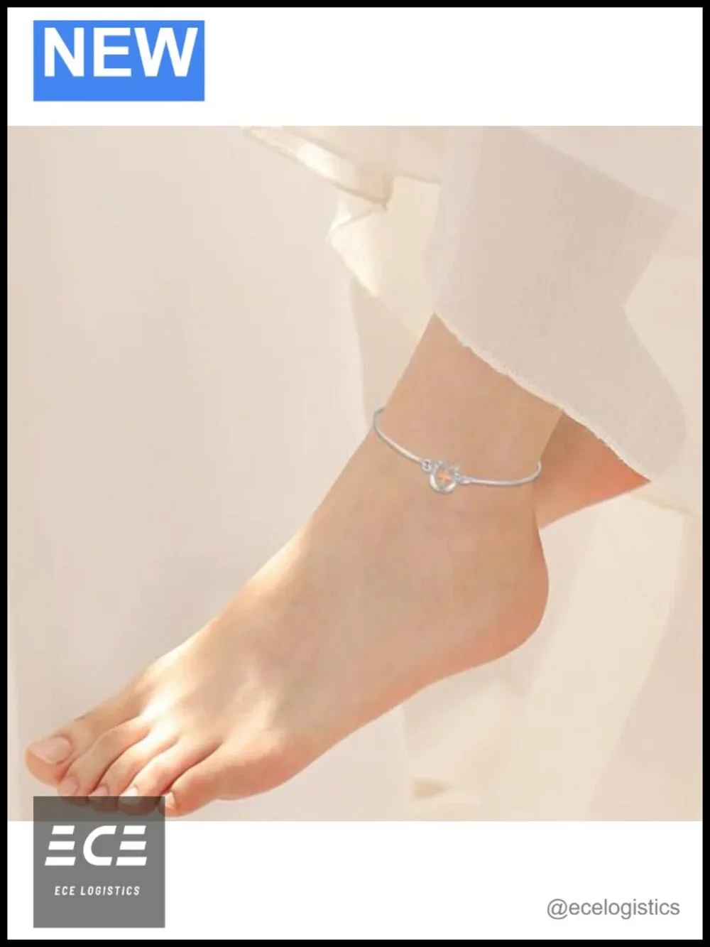Lucky Horseshoe Cross Anklet 925 Sterling Silver Rose Gold Plated